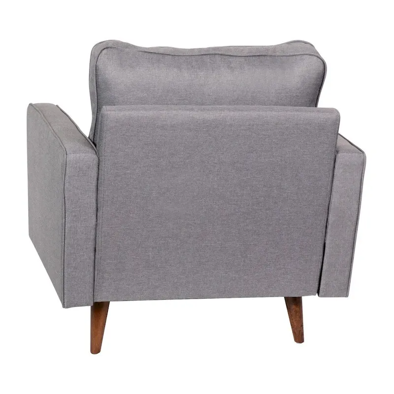 Compact Upholstered Tufted Chair with Wooden Legs