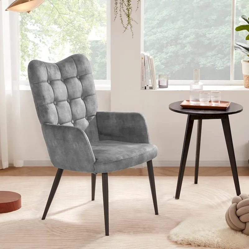 High-back Button Tufted Wingback Accent Chair