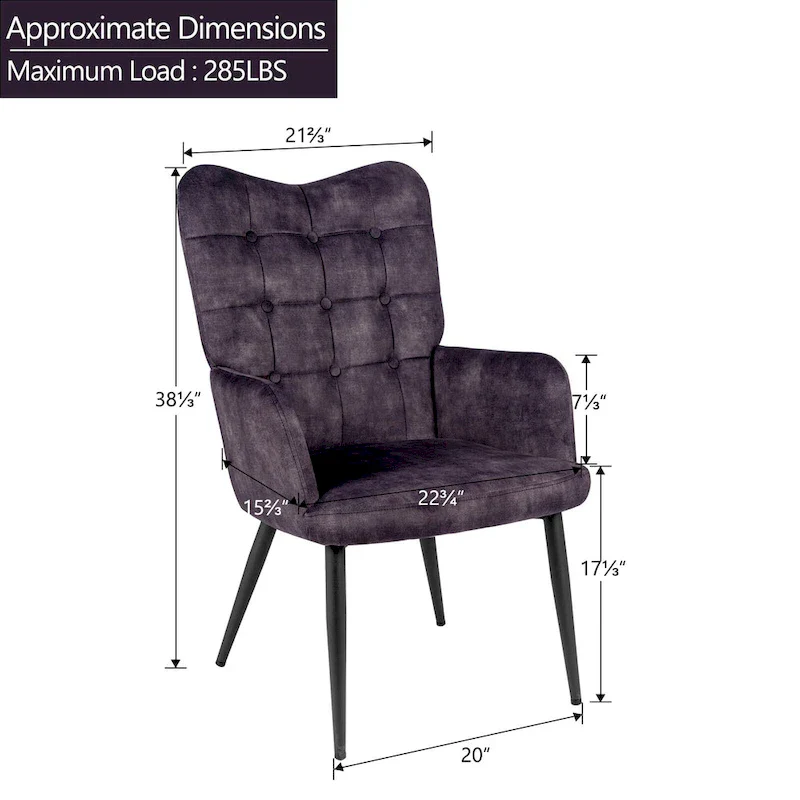 High-back Button Tufted Wingback Accent Chair