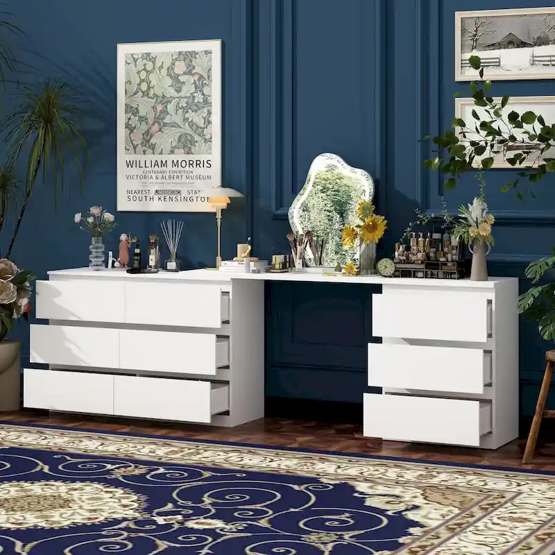 Makeup Table Chic Vanity Dresser Combo: Spacious Multi-Drawer Design