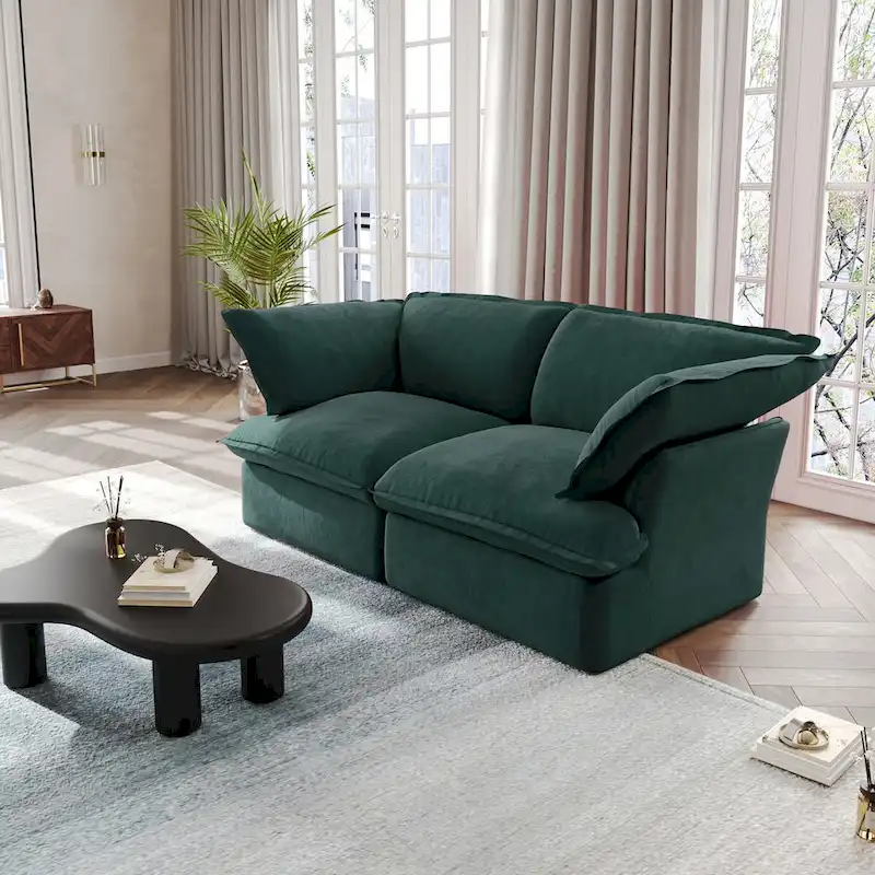 Modular Sectional Sofa Couches, 82.66 Velvet Loveseat Sofa with Ottoman