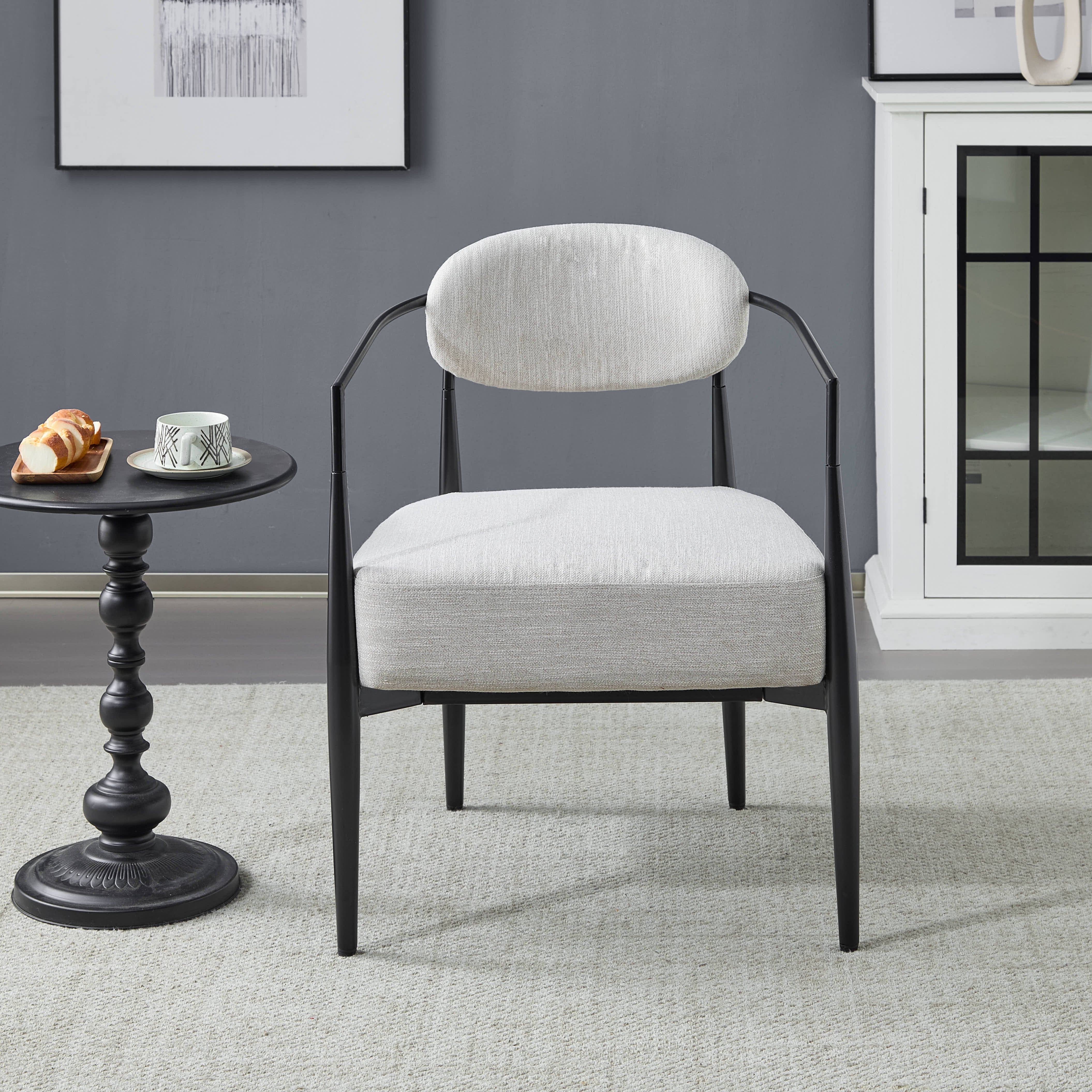 Mid-Century Fabric Dining Chair with Tapered Legs & Pocket Spring Seat