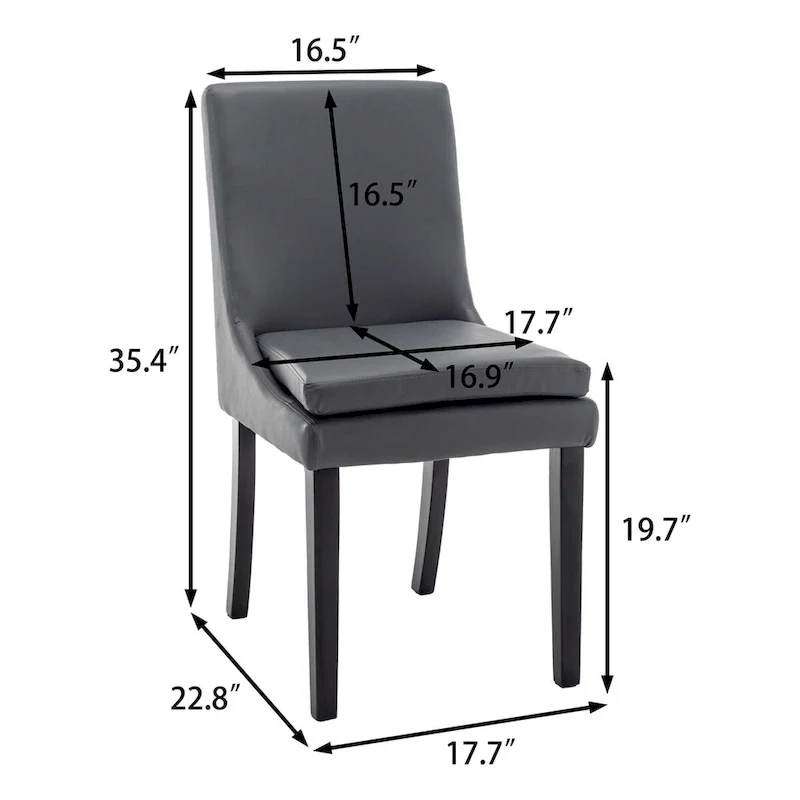 Modern Dining Chairs with Solid Wood Legs (Set of 2)