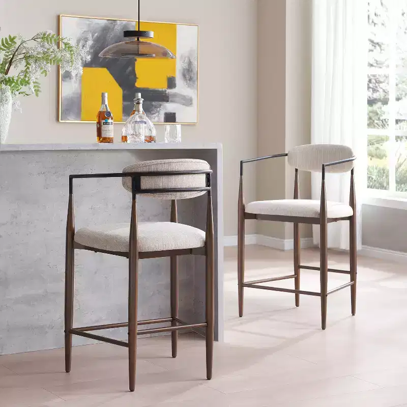 Christopher Knight Home Alger Modern Fabric Upholstered Iron 25 Inch Counter Stools (Set of 2)