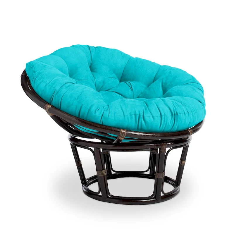 Bali 42-inch Rattan Papasan Chair with Microsuede Cushion