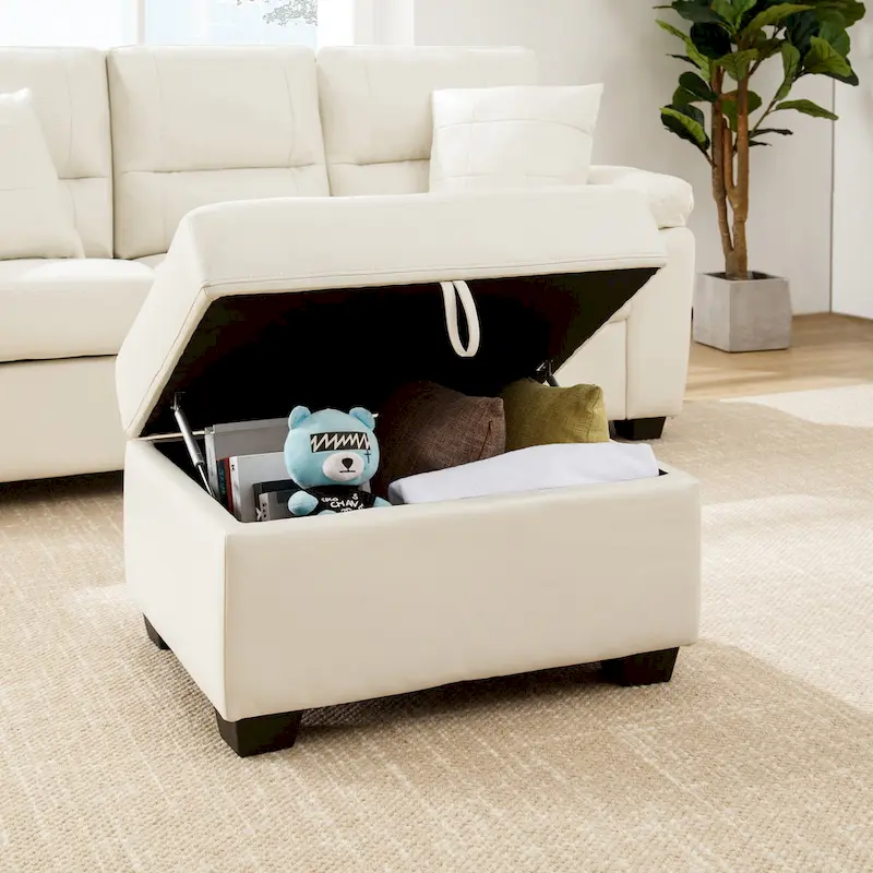 Upholstered Living Room Set, 4 Pieces - Faux Leather Chair, Loveseat, sofa with Ottoman