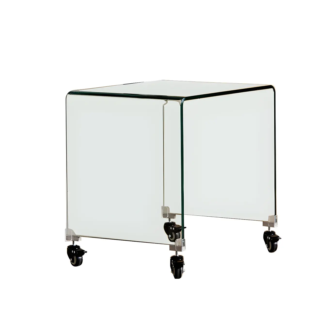 Stylish Clear Glass Nightstand with Open Shelf