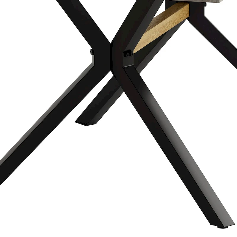 Retro Rectangular Stretch Dining Table with Cross Iron Base