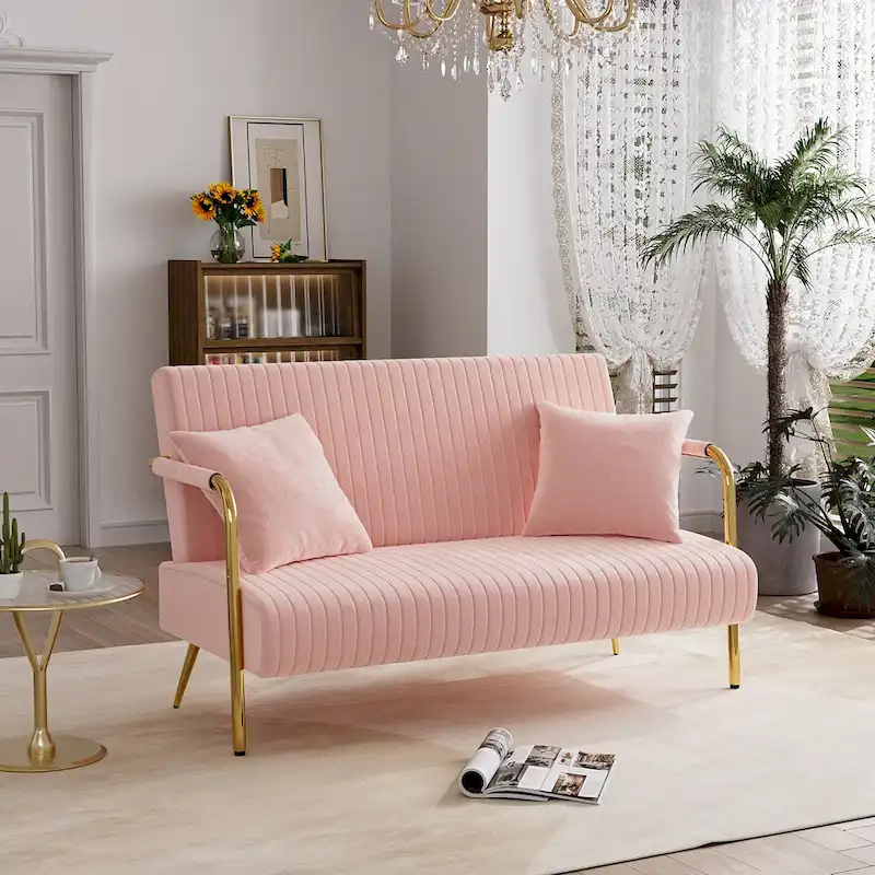 Ouyessir Upholstered Loveseat, Tufted Back Couch, Accent Armchair with 2 Pillows