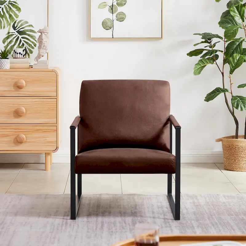 Faux Leather Accent Arm Chair