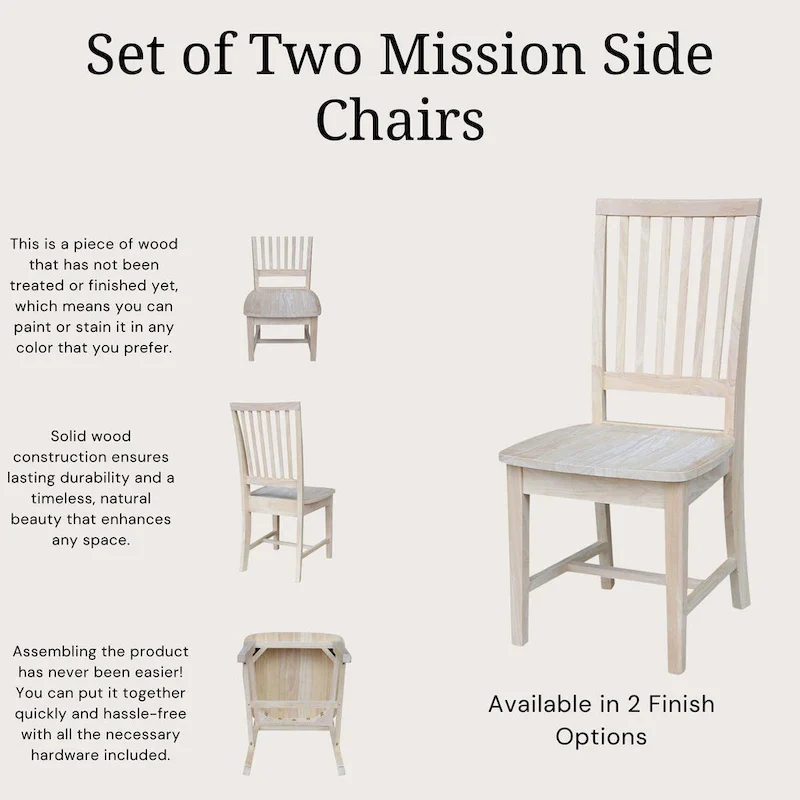 Solid Wood Mission Dining Side Chairs, Set of 2