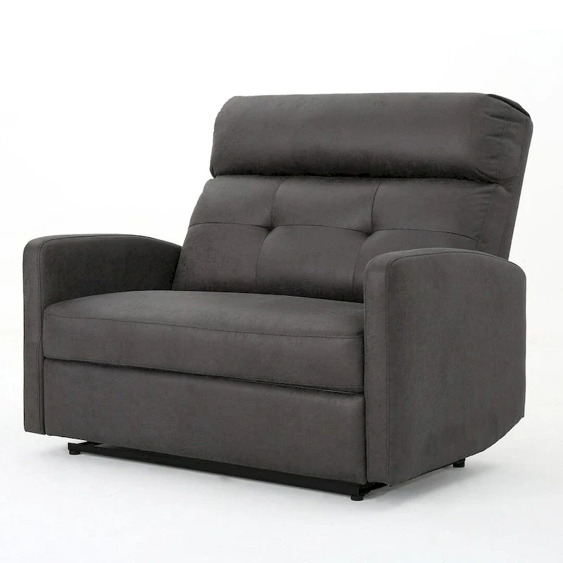 Modern Fabric Double Seat Recliner Chair with Plush Cushions by Christopher Knight Home