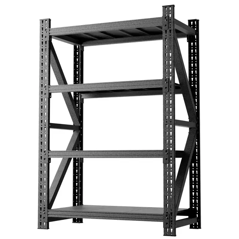 Black Metal Adjustable Shelving Unit, Heavy Duty Steel Storage Rack, Up to 6000 lbs