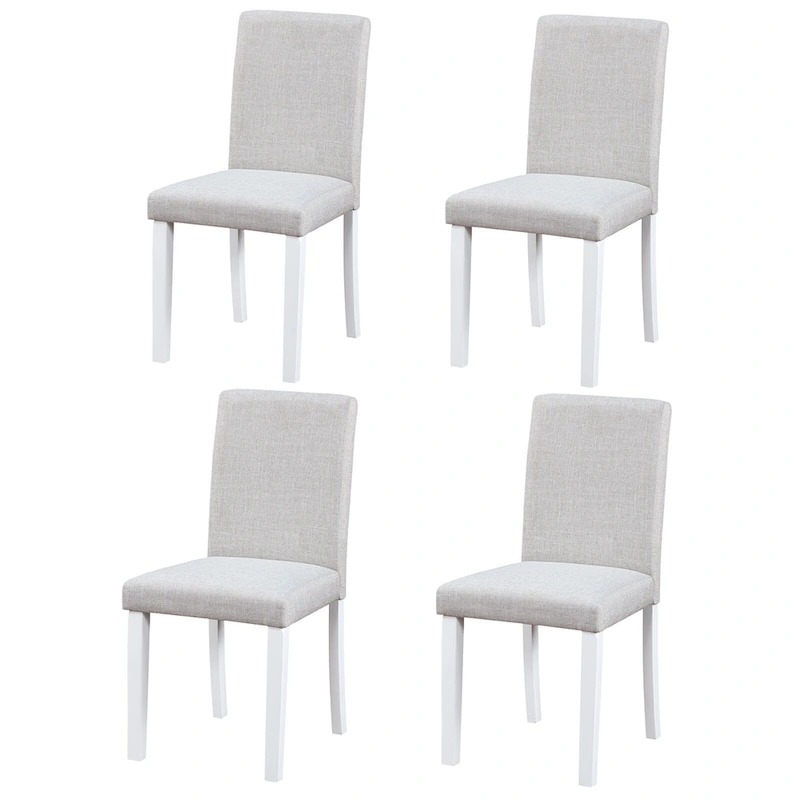 Dining Chairs Set of 2, Modern Kitchen & Dining Room Chairs, Upholstered Linen Cushion Seat and Rubber Wood Legs