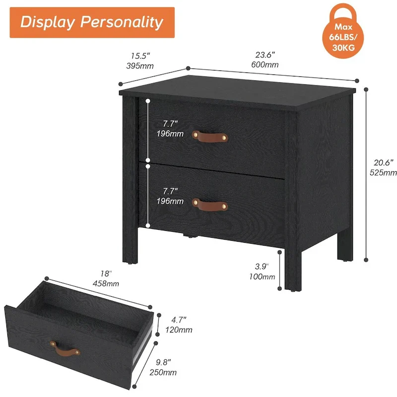 Small Side Table End Table Nightstand with Drawers