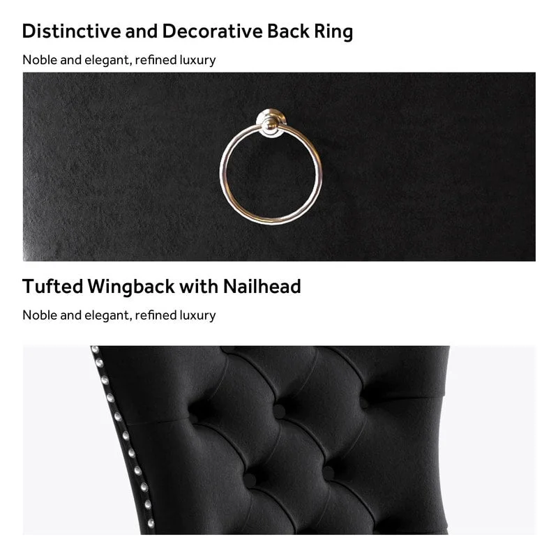 Solid Wood Velvet Upholstered Dining Chair Set of 4