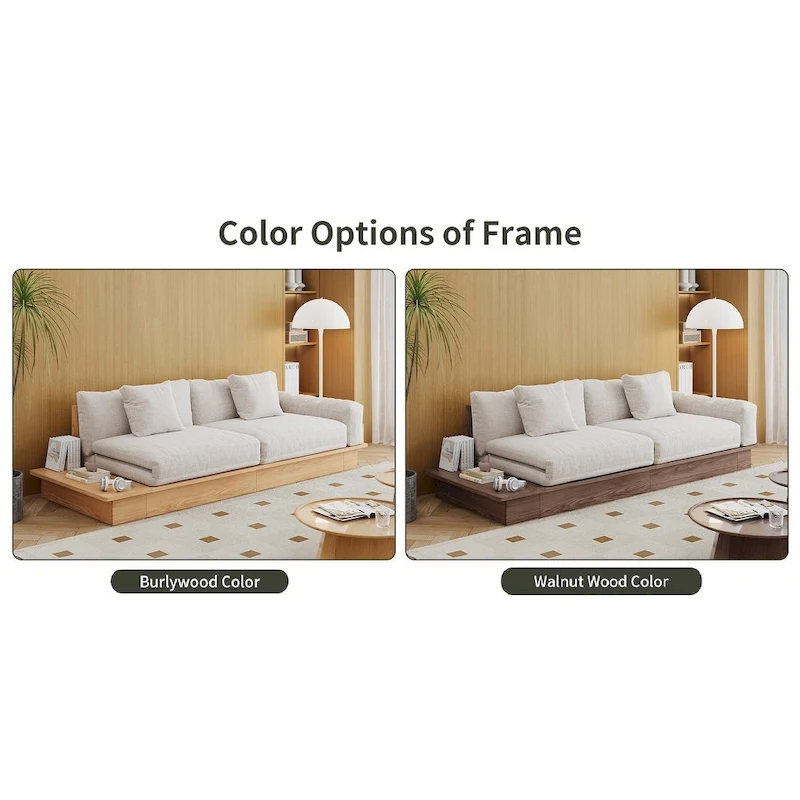 JASIWAY Modern Solid Wood Upholstered Cotton Linen Sofa