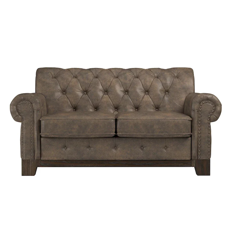 Greenwich Tufted Rolled Arm Nailhead Chesterfield Loveseat by iNSPIRE Q Artisan