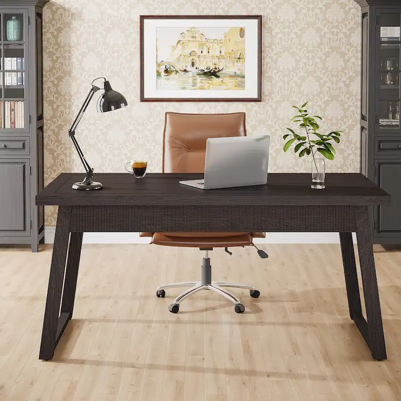 Executive Desk, Computer Desk with Drawer, Solid Wood