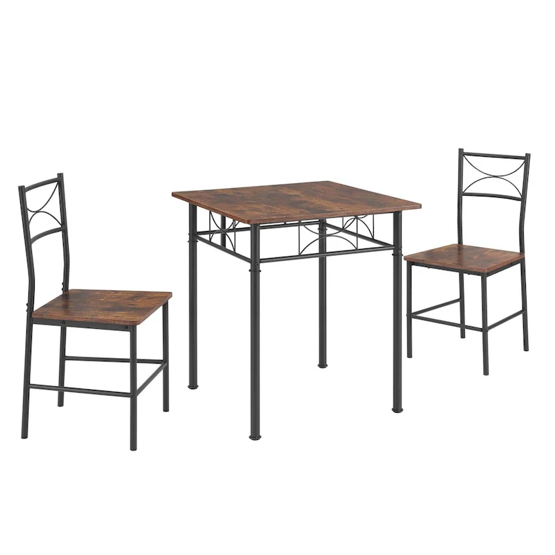 3 Piece Kitchen Dining and Patio Set Table Set Retro Brown chair - Chair:15.6 L * 15.1 W * 33.8 H