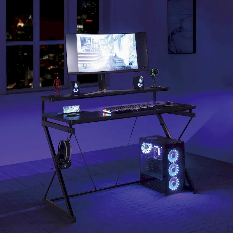 Emulator Battlestation Gaming Desk with RGB LED Lights