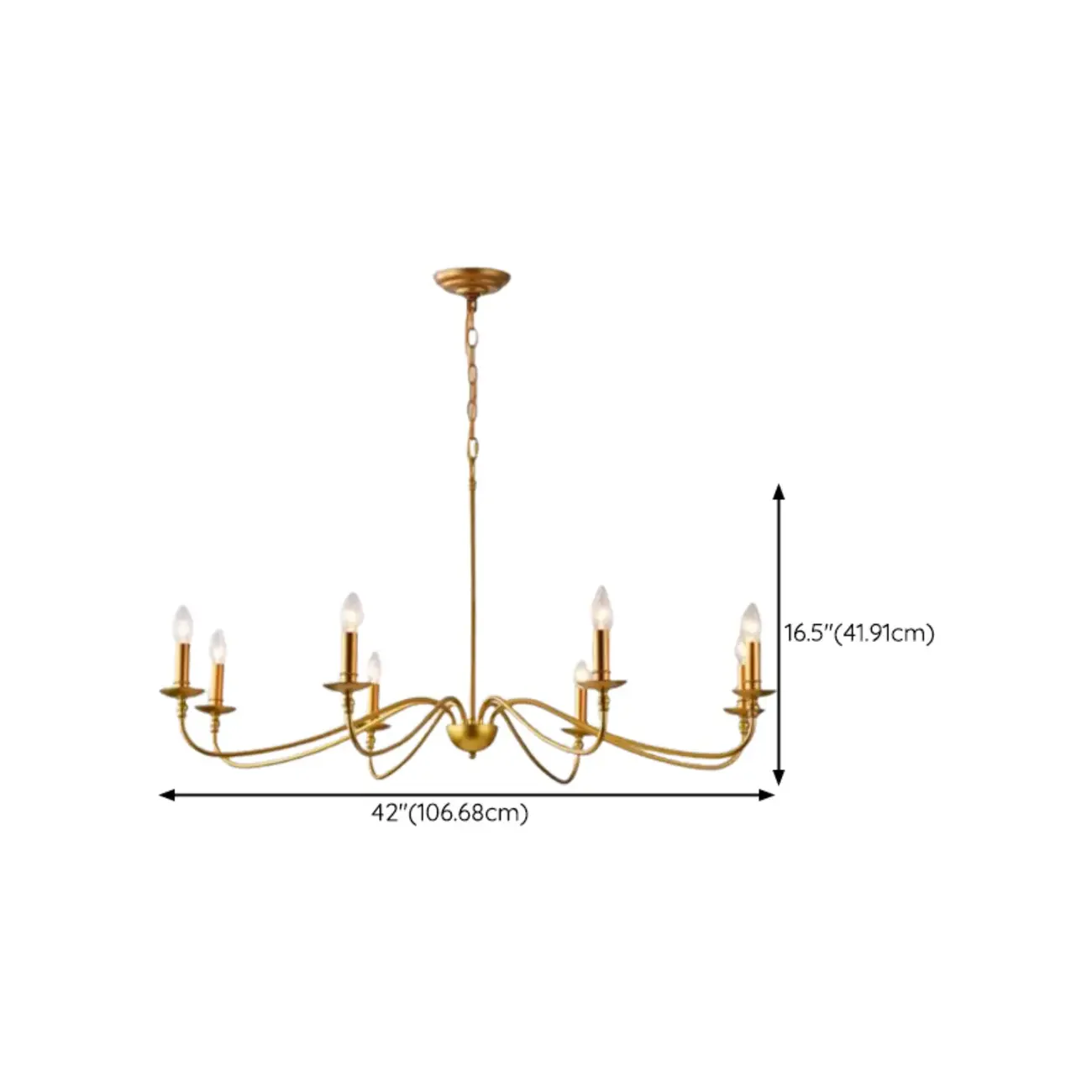 Simple Linear Gold Metal Candelabra Chandelier