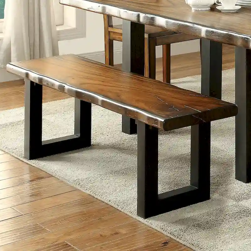 Divo Rustic Oak Solid Wood U-shaped Dining Bench by Furniture of America