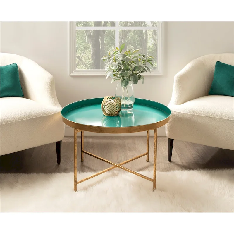 Kate and Laurel Celia Round Metal Coffee Table - 28.25x28.25x19