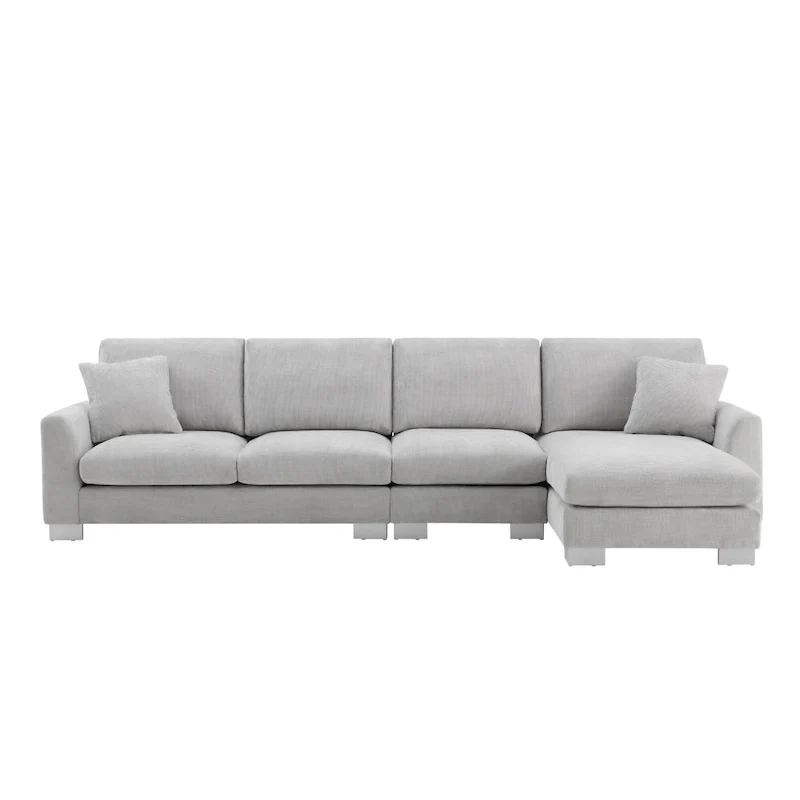 119 Chenille L-Shaped Sectional Sofa with Chaise Lounge and 2 Pillows