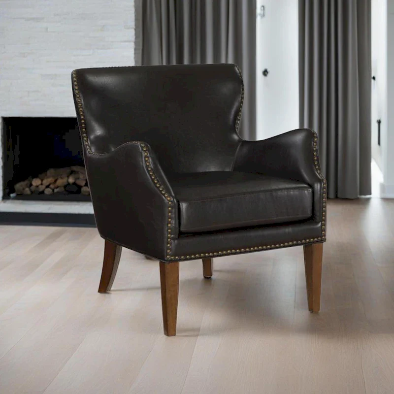 Daniela Deep Brown High Leg Slope Arm Chair, Wingback Chair