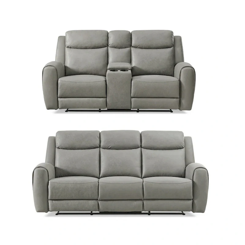 Roundhill Furniture Wesley 2-Piece Transitional Reclining Set, Gray