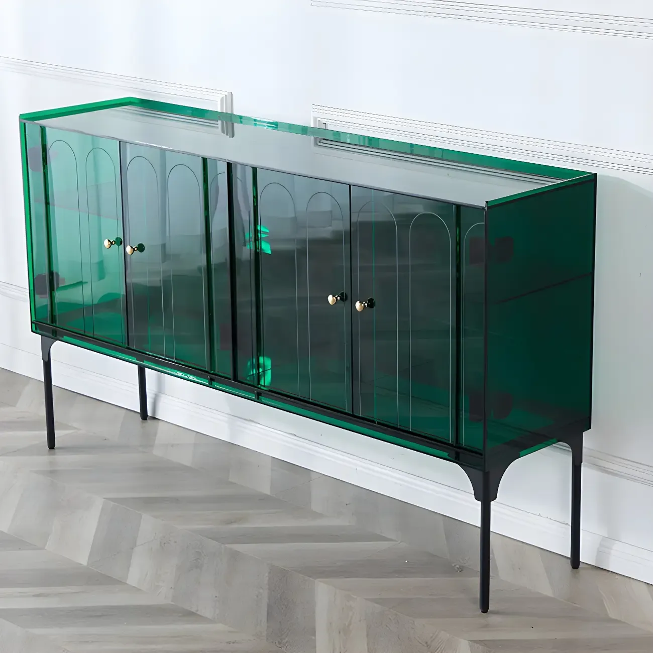 Modern Plastic/Acrylic Sideboard Cabinets with Shelves in Red