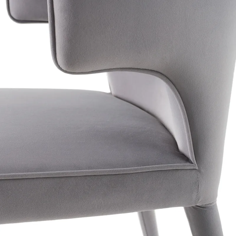Modrest Lucero Modern Grey Velvet Arm Dining Chair