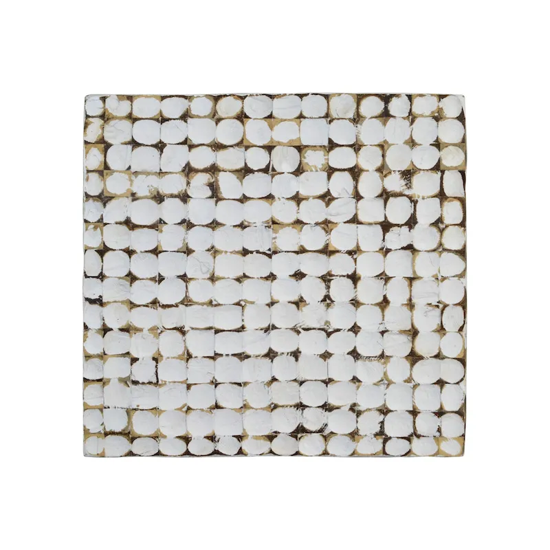 Juliette Distressed Natural Coconut Cube Accent Table by East at Main