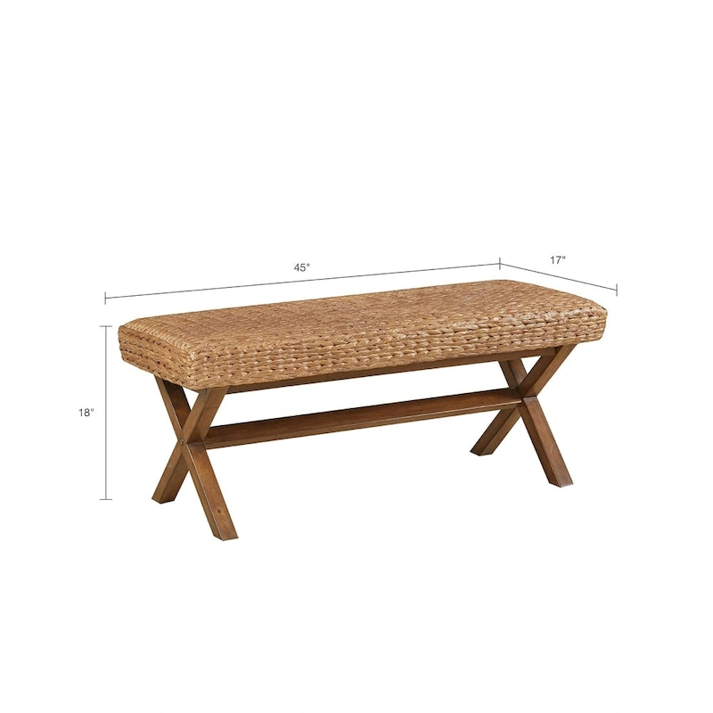 INK+IVY Seadrift Hand-Woven Water Hyacinth Accent Bench