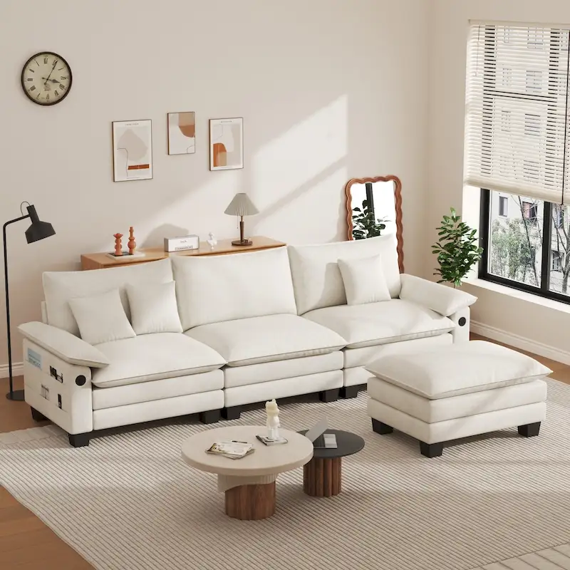 Modular Sectional Sofa Set Convertible Sectional Sleeper Sofa with Chaise for Apartment