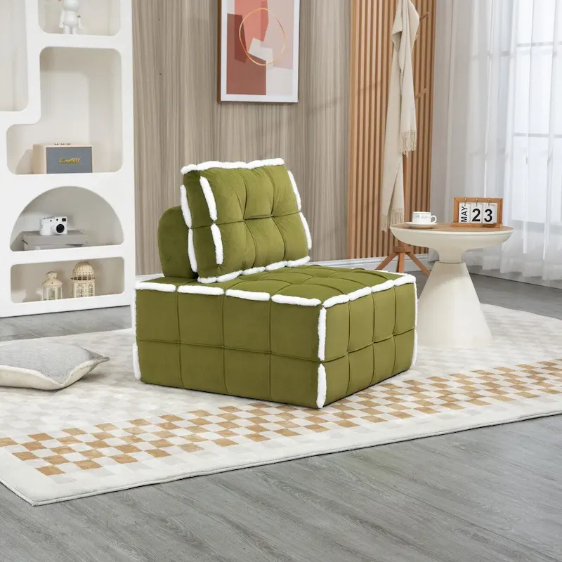 Upholstered Deep Seat Armless Chair Accent Single Lazy Sofa Lounge