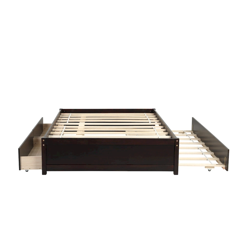 Full Bed With Twin Size Trundle And Two Drawers For Espresso Color