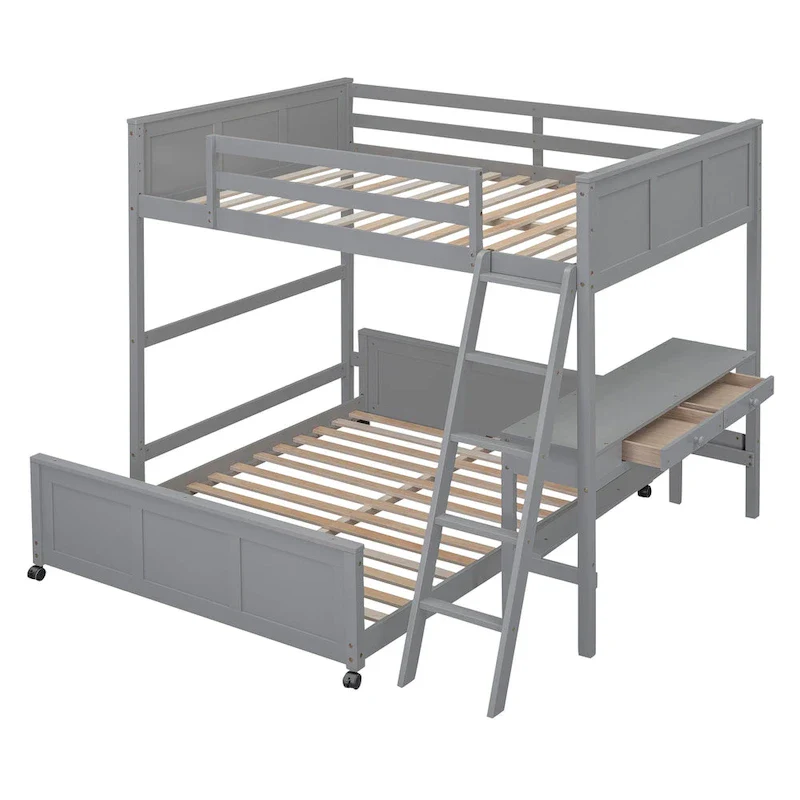 Full Over Full/Twin Over Full Bunk Bed with Desk