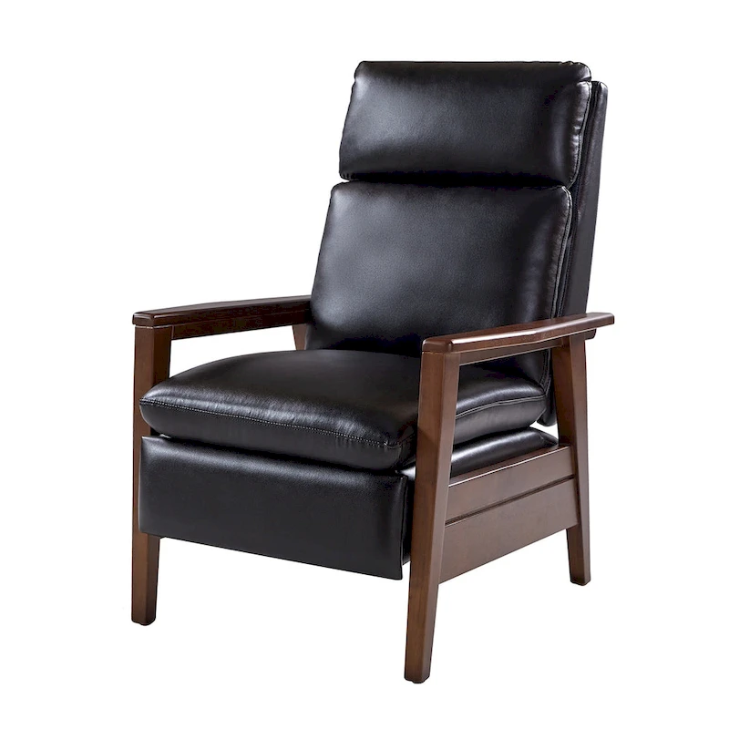 Patrick Mid-century Vegan Leather Solid Wood Recliner by HULALA HOME