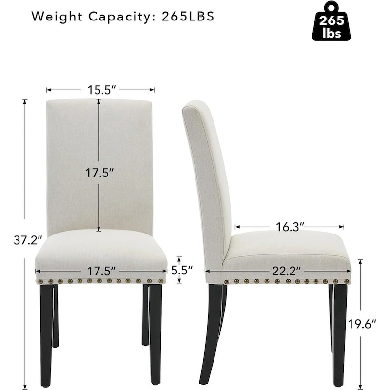 Modern Fabric Dining Chair Set of 4, Upholstered Kitchen Chair with Curved Backrest Wood Legs