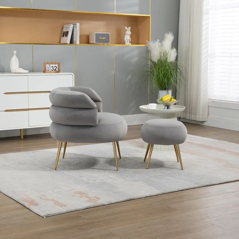 Accent Chair Modern Upholstered Armchair Tufted Chair with Metal Frame - 29.13 x 27.95 x 28.35