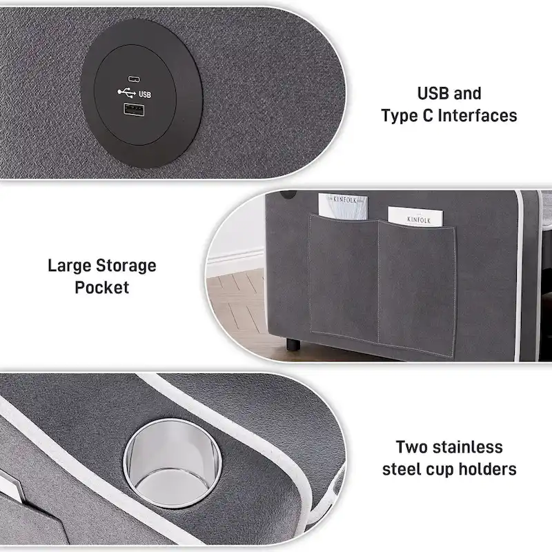 Ouyessir 3 in 1 Multi-Functional Convertible Sleeper Sofa Bed