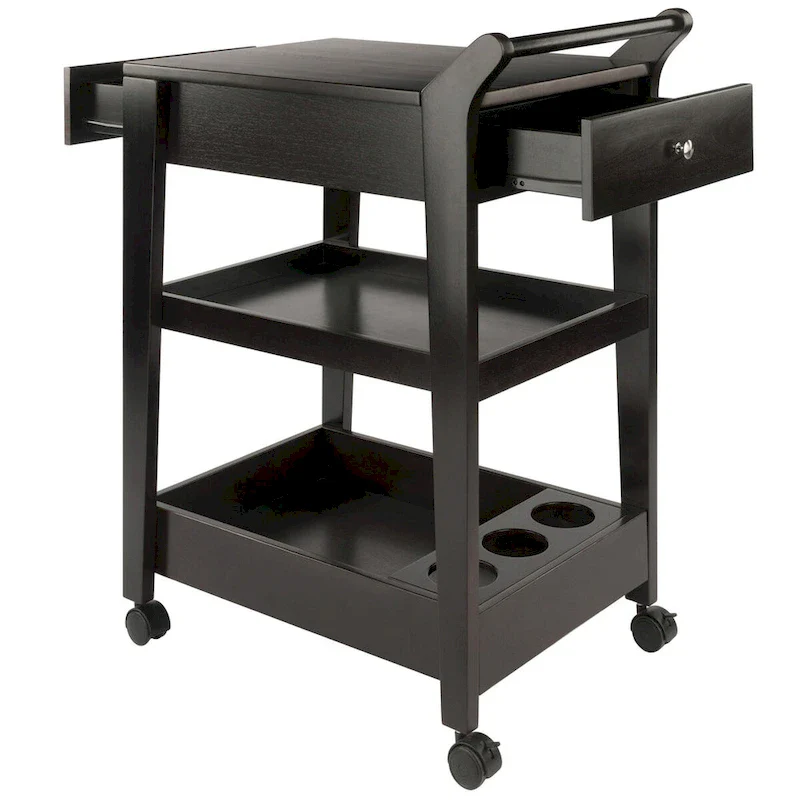 Jeston Entertainment Cart, Espresso - 18.03 x 26.77 x 37.24 inches