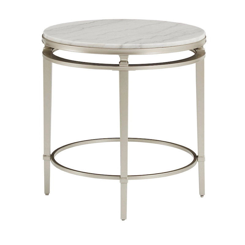 Egan Champagne Silver Finish Marble Top Table by iNSPIRE Q Modern