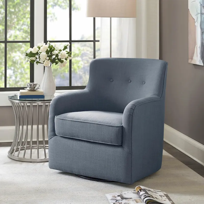 360-Degree Swivel Accent Chair with Tufted Back