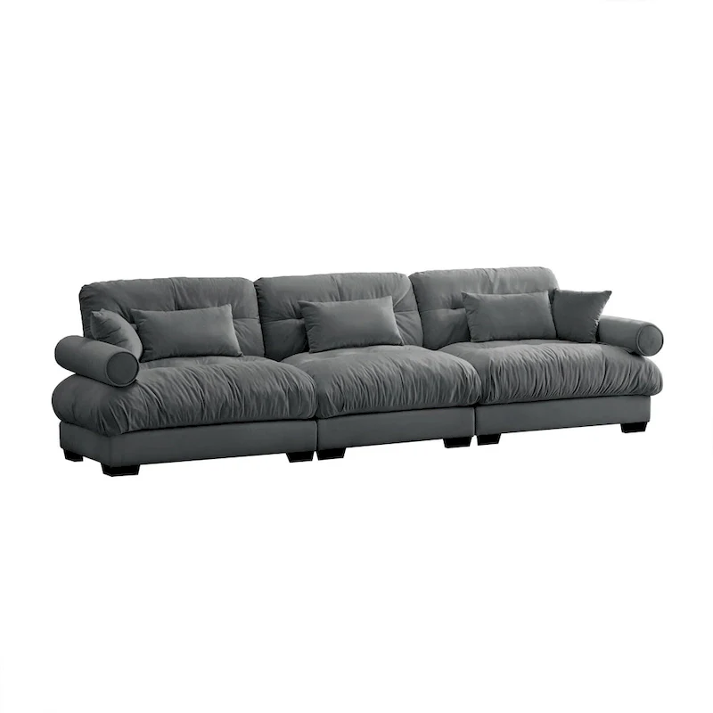 Modular Sectional Sofa - Velvet, 5-Seat, Cloud Cushion, Bolster Armrests, 130W, Configurable