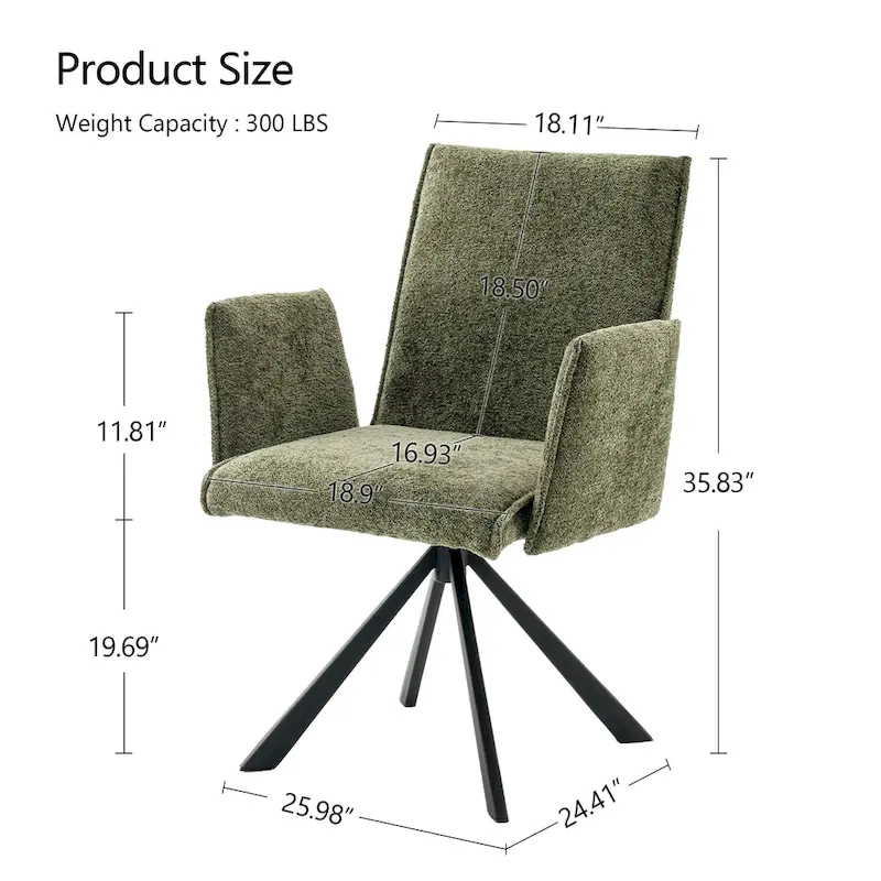 Modern Upholstered Dining Chairs with Swivel Metal Legs