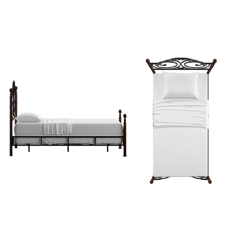 Graceful Scroll Bronze Metal Bed