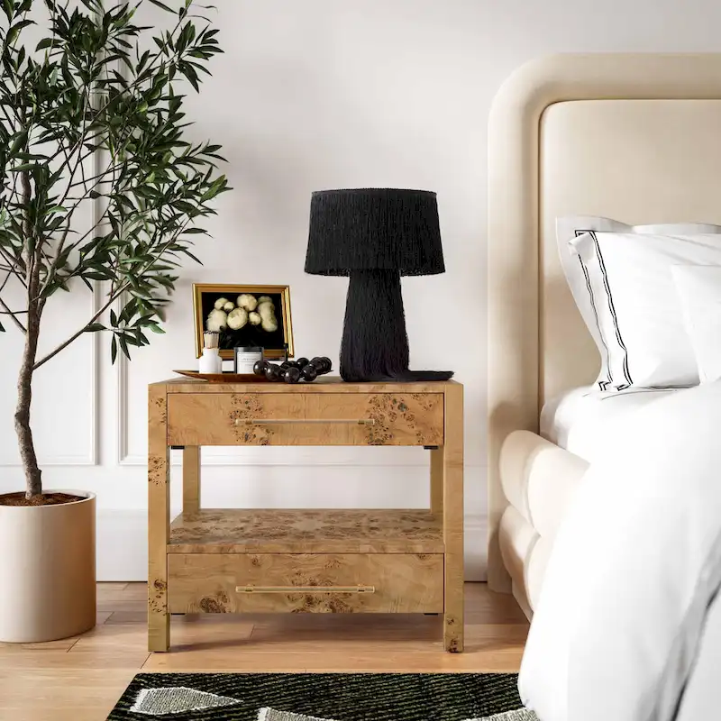 Wooden Two-Drawer Nightstand